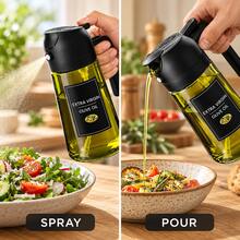 2pcs 2-In-1 Oil Dispenser And Sprayer Set, Olive Oil Spray Bottles With Pour Spout And Handle For Cooking, Air Fryer, Salad & BBQ, Black & Gree - Multicolor - View 3