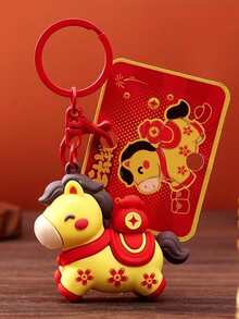 Cute Lucky Horse Keychain, Christmas New Year Gift, Silicone Cartoon Horse Bag Charm, Wealth Fortune Pendant Key Ring For Handbag Backpack - Multicolor - View 13