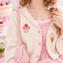 10pcs Pink Sweet Treats Embroidery Patches, Cupcake Lollipop Iron-On Appliques - Multicolor - View 4