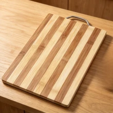 Striped Bamboo Cutting Board With Handle, Thickened Bamboo Chopping Board For Kitchen, Perfect For Cutting Meat, Fruit And Cooked Food - Random Color - View 6