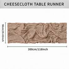 1 Pack Coffee Brown Cheesecloth Table Runner, Boho Gauze Table Runners, Rustic Semi Sheer Cheese Cloth Fabric For Wedding Party, Baby Shower, Birthday, Engagement, Farmhouse Dining Table Decor, Holiday Decorations, Romantic Wedding Centerpiece Decor - Multicolor - View 5