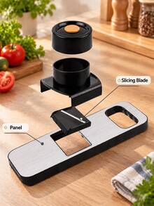 Kitchen Vegetable Slicer (Slicing And Shredding) Stainless Steel Slicer, Suitable For Onion, Cucumber, Cabbage, Potato And Carrot, Comes With Cut-Resistant Gloves - Black - View 6