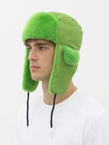 1pc Unisex Winter Hat, Water-Resistant Fabric With Fleece Lining And Ear Flaps, Trapper Hat, Dad Hat, Ski Hat, Windproof And Cold-Resistant, Suitable For Outdoor Activities And Casual Wear - A - View 5
