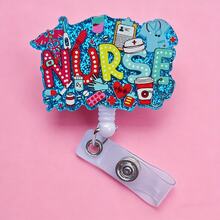 Retractable D-Shaped Badge Reel, Cute Cartoon Design, Nurse Hospital ID Card Lanyard, Office Use, 1pc - A - View 7