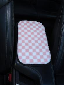 Winter Plush Universal Car Center Armrest Pad, Black And White Checkerboard, Comfortable And Non-Slip, Suitable For All Seasons - Checkerboard - View 10