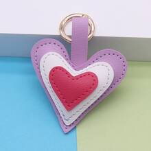 1pc Creative Multi Layer Color Contrasting Love PU Keychain 3D Cotton Heart Shaped Pendant Bag Hanging Small Gift - Multicolor - View 5