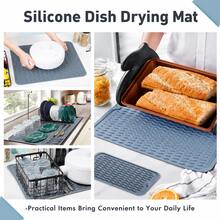 Silicone Dish Drying Mat, Foldable Kitchen Drying Mat, Dish Drainer Mat, Bowl Drying Mat, Coffee Bar Mat, Kitchen Non-Slip Stove Mat, Foldable And Rollable For Easy Storage, Kitchen Essential, Suitable For Kitchen And Bathroom, Kitchen Decor. Multi-Functional Drying Mat, Halloween, Christmas, Best Gift, Kitchen Gadget, Desktop Accessory - View 2