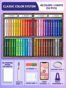 24/36/48 Colors Soft Oil Pastel Set, Macaron Color Crayons With Drawing Paper And Scraper, Suitable For Children, Elementary Students, DIY Crafts, Painting And Art Supplies - Multicolor - View 11