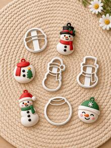 Snowman Clay Cutters For Earrings, Festive Polymer Clay Earring Cutter Mold, Wearing Hat Delicate Design, DIY Polymer Clay Earring Making Supplies - White - View 3