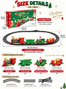 Christmas Train Set With Lights And Sound, Electric Locomotive Model With Tracks, Christmas Tree Toy, Creative Train Set Gift For Kids - Multicolor - View 12