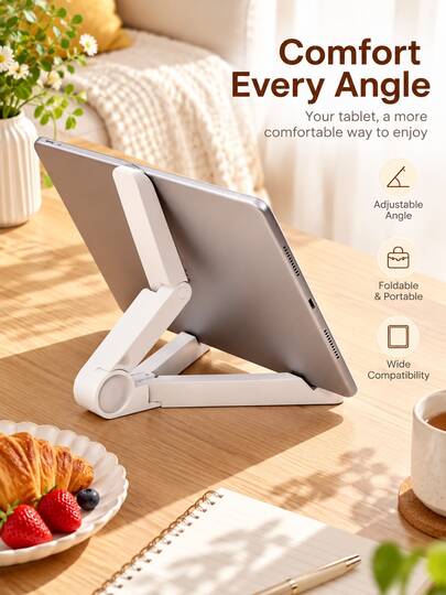 Soporte plegable de escritorio para tableta, soporte universal para teléfono, soporte de escritorio ajustable multi-ángulo, soporte portátil antideslizante, material PE, diseño delgado plegable para fácil almacenamiento, accesorio práctico de escritorio, adecuado para estudiantes y trabajadores de oficina, perfecto como regalo de vacaciones