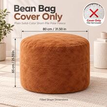 3FT-Soft Plush Bean Bag Chair Cover, Solid Color Round Floor Seat Cover With Zipper, Cozy Polar Fleece For Living Room & Bedroom, Cover Only, Filler Not Included - View 14