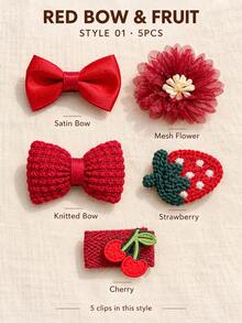 5pcs Dog Hair Clips, Handmade Woven Pet Hair Bows, Cute Flower Design Beauty Accessories, Suitable For Yorkshire Terrier, Maltese, Small Dogs And Cats - Multicolor - View 2