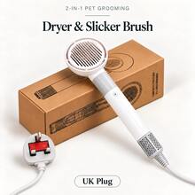 Pet Blow Dryer & Grooming Brush 2-In-1, Dog Hair Dryer Comb, Cat Grooming Tool, Bathing Accessory For Small Dogs, Low Noise - UK Plug(220-240V) - View 10