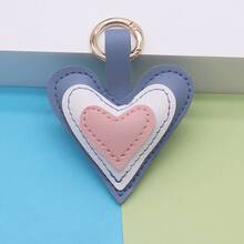 1pc Creative Multi Layer Color Contrasting Love PU Keychain 3D Cotton Heart Shaped Pendant Bag Hanging Small Gift - Multicolor - View 7