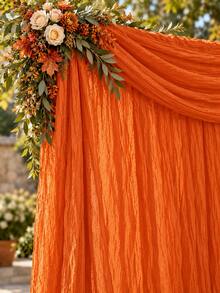 Orange Wrinkled Background Cloth 3/6pcs Set, Polyester Photography Backdrop, Wrinkled Texture, Reusable And Washable, Suitable For Halloween Party, Wedding, Birthday, Event Decoration And Home Wall Hanging - Multicolor - View 5