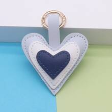 1pc Creative Multi Layer Color Contrasting Love PU Keychain 3D Cotton Heart Shaped Pendant Bag Hanging Small Gift - Multicolor - View 9