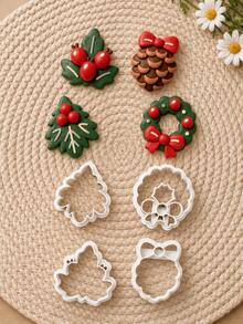 Pine Cone Clay Cutters For Earrings, Festive Polymer Clay Earring Cutter Mold, Red Bow Dangle Design, DIY Polymer Clay Earring Making Supplies - White - View 3