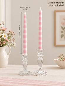 2pcs Macaron Color Palette Pastel Plaid Tapered Candles, Pink Blue Green Color Scheme Long Stem Design, Suitable For Wedding Table Decor, Home Decor, Romantic Candlelight Dinner, Wedding Favors, Restaurant Centerpiece Decor, Housewarming Gift, Women's Gift - Multiple Styles - View 15