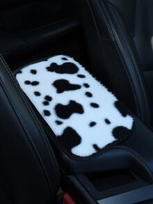 Kawaii Milk Cow Print Car Center Console Armrest Cover, Soft Fluffy Plush Faux Rabbit Fur Warm Armrest Cushion Pad, Non-Slip Universal Auto Interior Protector Decor Accessories For Most Cars SUVs Trucks - Cow Print - View 3