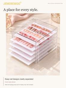 JIEMOREWOO Acrylic 5/10 Layer Nail Art Storage Box | Press-On Nail Storage & Display Box | Dust-Proof Drawer-Style Nail Supplies Organizer, Suitable For Salon And Home Use - Clear - View 5