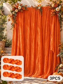 Orange Wrinkled Background Cloth 3/6pcs Set, Polyester Photography Backdrop, Wrinkled Texture, Reusable And Washable, Suitable For Halloween Party, Wedding, Birthday, Event Decoration And Home Wall Hanging - Multicolor - View 13