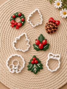 Pine Cone Clay Cutters For Earrings, Festive Polymer Clay Earring Cutter Mold, Red Bow Dangle Design, DIY Polymer Clay Earring Making Supplies - White - View 1