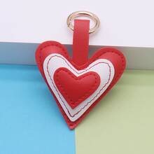 1pc Creative Multi Layer Color Contrasting Love PU Keychain 3D Cotton Heart Shaped Pendant Bag Hanging Small Gift - Multicolor - View 6