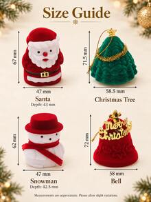1pc Christmas Flip-Top Ring Box, Festive Santa Claus, Christmas Tree, Snowman & Bell Designs, Small Jewelry Storage Box For Rings, Earrings & Charms, Decorative Jewelry Gift Box For Christmas, Holiday Gifting, Proposals & Special Occasions - Multicolor - View 5