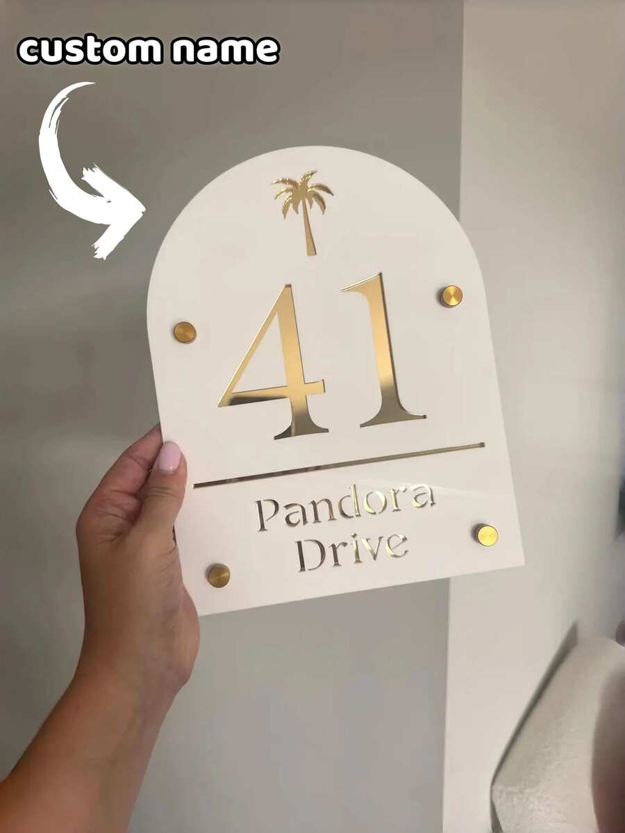 Arched House Number Sign | Customized Acrylic Address Plaque | Outdoor ...