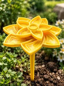 2pcs Outdoor Ground-Insert Hummingbird Feeder, Realistic Flower Appearance, Partitioned Water Storage Structure, Stable Long Ground Stake, Bright Yellow Color To Attract Hummingbirds, Suitable For Garden Landscaping, Backyard Planting Area, Garden Decoration, Wildlife Feeding - A - View 9
