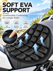 Motorcycle Seat Cushion, Universal 3D Breathable Shock-Absorbing Motorcycle Seat Cover, Anti-Slip Pressure Relief Adjustable Strap, 1pc Black EVA Foam Or PU Leather Textured Seat Pad, Suitable For Long-Distance Riding, Cruiser Motorcycles And Scooters - A - View 8