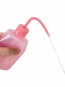 1pc 150ml Portable Bent-Tip Eyelash Cleaning Bottle, Plastic Squeeze Bottle With Dropper, Eyelash Cleansing Bottle, Eyelash Rinsing Base Bottle, Suitable For Eyelash And Tattoo Cleaning And Rinsing - Pink - View 1