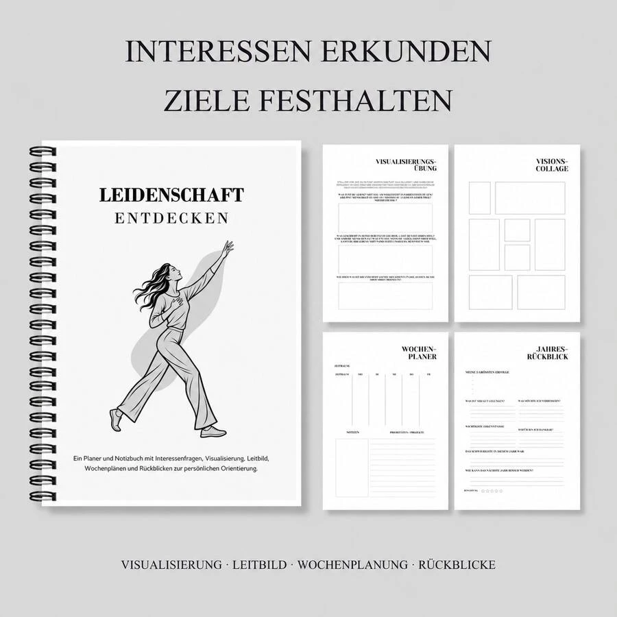 德國生活目標規劃手冊，附引導式自我探索、願景板、目標設定、週計畫、每日任務清單與年度回顧 - A5 - 查看 1