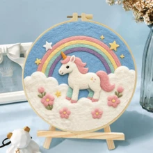 20x20cm/7.9x7.9 Inch DIY Needle Felting Starter Kit,Wool Felt,Cute Small Animals Includes Instruction Manual,Embroidery Frame,Stamping Needle,Foam Padding,Wool And Felt,Handicraft Embroidery For Home Decoration,Suitable Gift For Special Occasions - Cute Animals - View 7