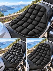 Motorcycle Seat Cushion, Universal 3D Breathable Shock-Absorbing Motorcycle Seat Cover, Anti-Slip Pressure Relief Adjustable Strap, 1pc Black EVA Foam Or PU Leather Textured Seat Pad, Suitable For Long-Distance Riding, Cruiser Motorcycles And Scooters - A - View 2