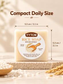 Xà phòng tinh chất gạo YYTCM 5 miếng/gói, chiết xuất gạo dưỡng ẩm dịu nhẹ làm thủ công, bọt kem làm sạch sâu, xà phòng rửa mặt và tắm dùng cho cả nam và nữ, phù hợp làm sạch mặt, tay và cơ thể hàng ngày, 70g/miếng x 5 miếng - Hương gạo - Xem 9