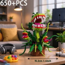 Man-Eating Flower/Blue Flower Skull/Man-Eating Flower Skull Building Block Toy, Suitable As Indoor Scene Decoration, Adult Stress Relief Toy, Collectible, Holiday Gift, 650+PCS/670+PCS/720+PCS Building Block Toy Set - Multicolor - View 6