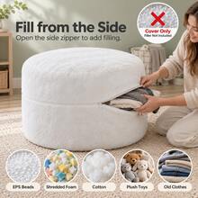 3FT-Soft Plush Bean Bag Chair Cover, Solid Color Round Floor Seat Cover With Zipper, Cozy Polar Fleece For Living Room & Bedroom, Cover Only, Filler Not Included - View 9