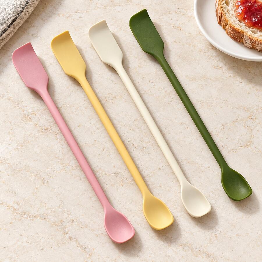 2-In-1 Multi-Functional Silicone Butter Spatula/Jam Spoon, Double-Ended Design, Can Clean Peanut Butter Jars, Kitchen Gadget, Suitable For Cream, Cooking, Etc.