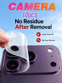 10Pcs Matte Camera Lens Protective Soft Film Anti-Fingerprint Lens Cover Film Scratch Resistant Camera Protector For Smartphone Compatible With IPhone DUO/18promax/18Pro/17promax/17Pro/Air - Clear - View 1