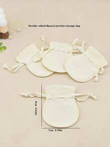 12pcs Gourd-Shaped Velvet Drawstring Jewelry Pouches, Gift Packaging Bags For Rings, Bracelets, Earrings Storage, Christmas Gifts - Beige - View 5