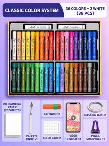 24/36/48 Colors Soft Oil Pastel Set, Macaron Color Crayons With Drawing Paper And Scraper, Suitable For Children, Elementary Students, DIY Crafts, Painting And Art Supplies - Multicolor - View 15
