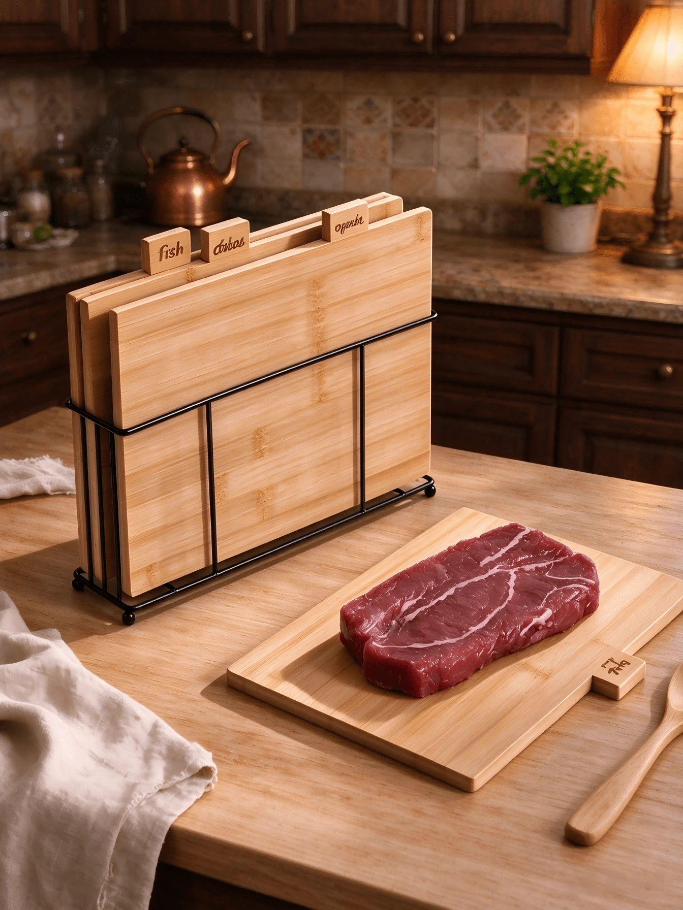1 Set Cutting Board Set, 4 Color-Coded Boards With Storage Stand. Separate Raw Meat, Fish, Veggies And Poultry, Keeps Food Sorted And Prevents Mold In Kitchen. - Random Color - View 1