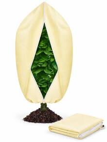 1pc Winter Plant Frost Protection Cover, Breathable Non-Woven Fabric Anti-Frost Protection Bag With Zipper And Adjustable Drawstring, 3 Sizes Available, Suitable For Outdoor Potted Plants And Shrubs In Garden, Patio And Balcony, Gardening Enthusiast Plant Accessories - Multiple Styles - View 12