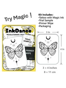 1 Set Revolutionary Technology Semi-Permanent Tattoo Stickers, Angel Pattern, Temporary Tattoo Stickers, Realistic Tattoo Effect, Waterproof, Plant-Based Formula, Butterfly Pattern, X021 - Black - View 3