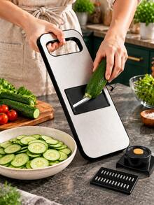 Kitchen Vegetable Slicer (Slicing And Shredding) Stainless Steel Slicer, Suitable For Onion, Cucumber, Cabbage, Potato And Carrot, Comes With Cut-Resistant Gloves - Black - View 12
