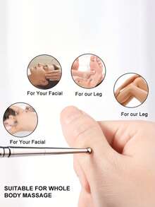 Massage Wand, Silver Dual-Head Ball Design, Straight Rod Shape With Segmented Grip, For Manual Localized Pressure Massage, Suitable For Daily Home Use - Multicolor - View 3
