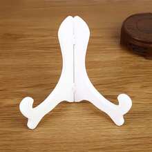 1pc Foldable White Plastic Plate Stand, Integrated Base For Stable Support, Fits Ceramic Plates, Decorative Plates, Pu-Erh Tea Cakes, Craft Photo Frames, Tea Bowls, Storage And Display Dual Use, Lightweight And Easy To Store, Universal Desktop Display Decoration Stand - Multicolor - View 10