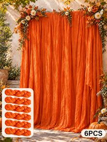 Orange Wrinkled Background Cloth 3/6pcs Set, Polyester Photography Backdrop, Wrinkled Texture, Reusable And Washable, Suitable For Halloween Party, Wedding, Birthday, Event Decoration And Home Wall Hanging - Multicolor - View 10
